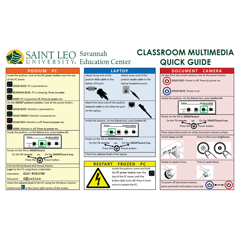 Savannah Center Room Multimedia Quick Guide